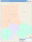 Jefferson Davis County, MS Digital Map Color Cast Style